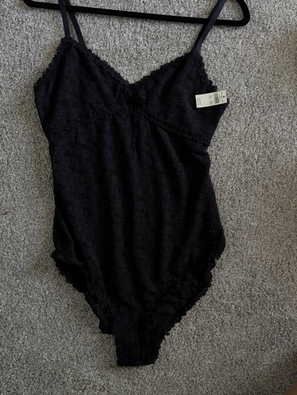 Lace V-Neck Black Bodysuit with Adjustable Straps